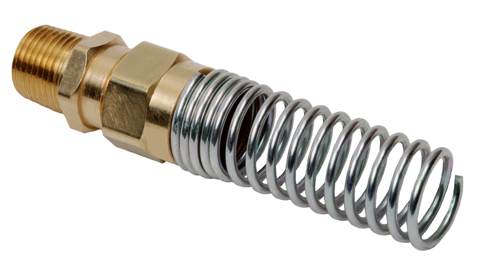Robo-Fit brass air brake hose fitting with spring guard